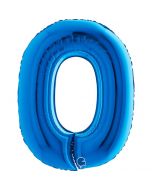 Number 0 Blue 40"  Foil Balloon Packaged