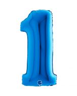 Number 1 Blue 40"  Foil Balloon Packaged