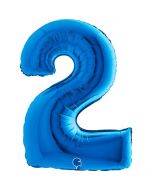 Number 2 Blue 40"  Foil Balloon Packaged