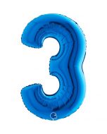 Number 3 Blue 40"  Foil Balloon Packaged