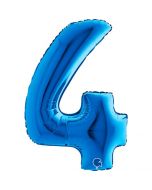 Number 4 Blue 40"  Foil Balloon Packaged