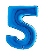 Number 5 Blue 40"  Foil Balloon Packaged