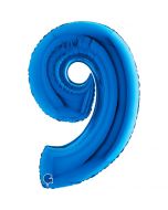 Number 9 Blue 40"  Foil Balloon Packaged