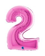 Number 2 Fuxia 40"  Foil Balloon Packaged