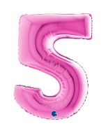 Number 5 Fuxia 40"  Foil Balloon Packaged