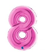 Number 8 Fuxia 40"  Foil Balloon Packaged