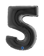 Number 5 Black 40"  Foil Balloon Packaged