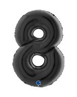 Number 8 Black 40"  Foil Balloon Packaged