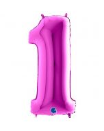 Number 1 Purple 40"  Foil Balloon Packaged