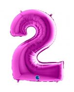 Number 2 Purple 40"  Foil Balloon Packaged