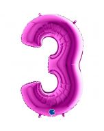 Number 3 Purple 40"  Foil Balloon Packaged