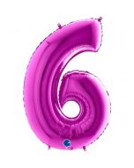 Number 6 Purple 40"  Foil Balloon Packaged