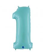 Number 1 Pastel Blue 40"  Foil Balloon Packaged