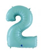 Number 2 Pastel Blue 40"  Foil Balloon Packaged