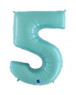 Number 5 Pastel Blue 40"  Foil Balloon Packaged