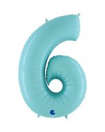 Number 6 Pastel Blue 40"  Foil Balloon Packaged