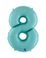 Number 8 Pastel Blue 40"  Foil Balloon Packaged