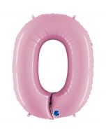 Number 0 Pastel Pink 40"  Foil Balloon Packaged