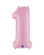 Number 1 Pastel Pink 40"  Foil Balloon Packaged