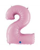 Number 2 Pastel Pink 40"  Foil Balloon Packaged