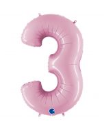 Number 3 Pastel Pink 40"  Foil Balloon Packaged