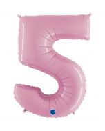 Number 5 Pastel Pink 40"  Foil Balloon Packaged