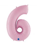 Number 6 Pastel Pink 40"  Foil Balloon Packaged