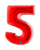 Number 5 Red 40"  Foil Balloon Packaged