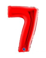 Number 7 Red 40"  Foil Balloon Packaged