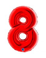 Number 8 Red 40"  Foil Balloon Packaged