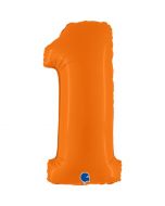 Number 1 Matte Orange 40"  Foil Balloon Packaged