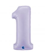 Number 1 Satin Lilac 40"  Foil Balloon Packaged