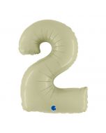 Number 2 Satin Olive Green 40"  Foil Balloon Packaged