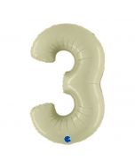 Number 3 Satin Olive Green 40"  Foil Balloon Packaged