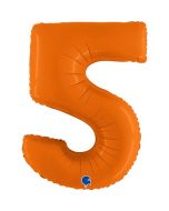 Number 5 Matte Orange 40"  Foil Balloon Packaged