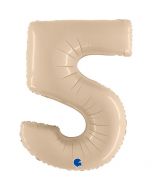 Number 5 Satin Cream 40"  Foil Balloon Packaged