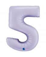 Number 5 Satin Lilac 40"  Foil Balloon Packaged