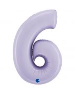 Number 6 Satin Lilac 40"  Foil Balloon Packaged