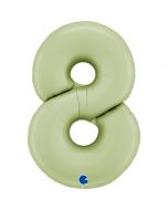 Number 8 Satin Olive Green 40"  Foil Balloon Packaged