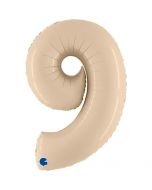 Number 9 Satin Cream 40"  Foil Balloon Packaged