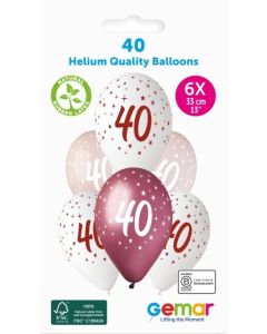 6 Packs of 6 Prined Balloons Age 40 - 360042
