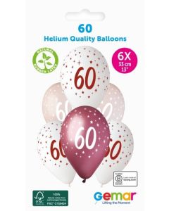 6 Packs of 6 Prined Balloons Age 60 - 360066