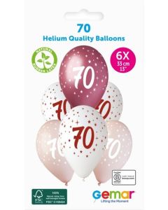 6 Packs of 6 Prined Balloons Age 70 - 360073