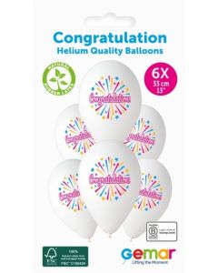 6 Packs of 6 Prined Balloons Congratulations - 346718