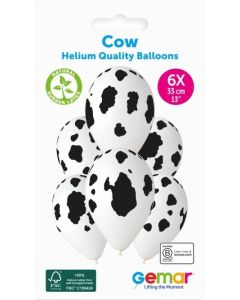 6 Packs of 6 13" Cow Print GS120 #1307