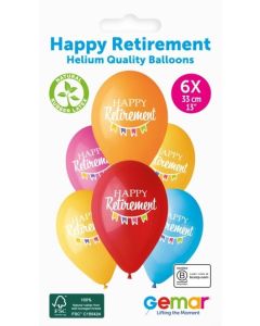6 Packs of 6 Printed Balloons Happy Retirement Garland