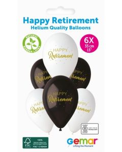 6 Packs of 6 Printed Balloons Happy Retirement