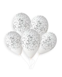 13" White/Silver Marble G120 50pcs