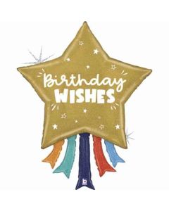 Birthday Wishes Star Foil Balloon Packaged