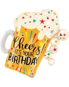 Birthday Fun Confetti Beer Foil Balloon Packaged